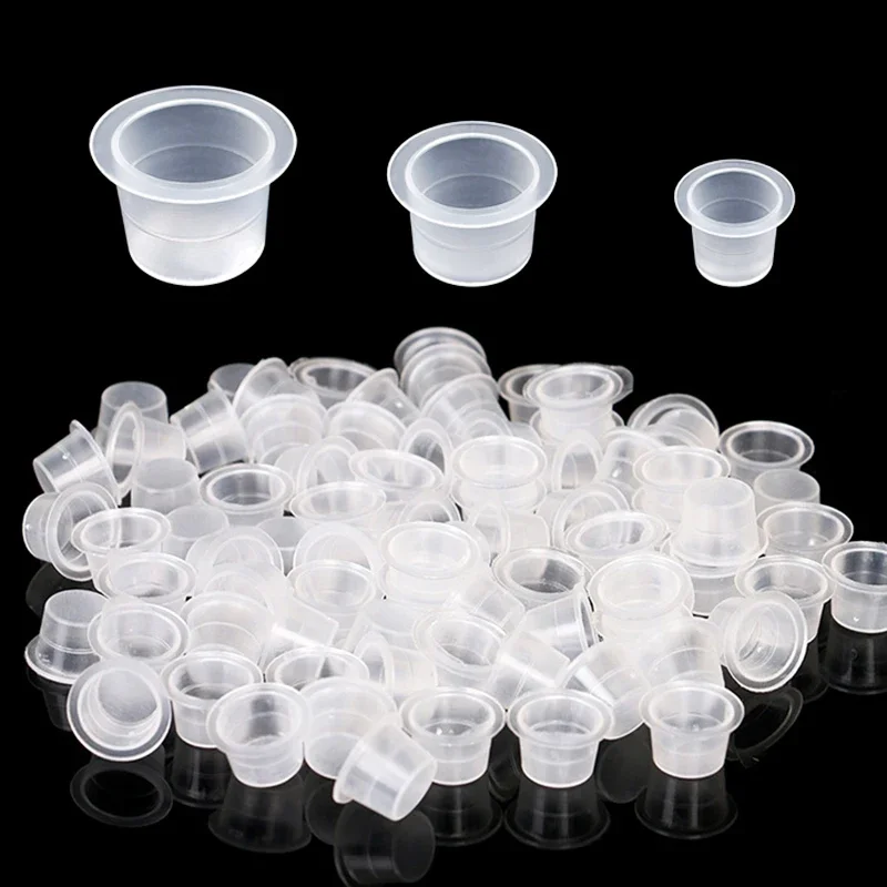 S/M/L Einweg Microblading Tattoo Ink Cups Permanent Make-Up Pigment Klar Halter Container Kappe Tattoo Zubehör 100 teile/beutel