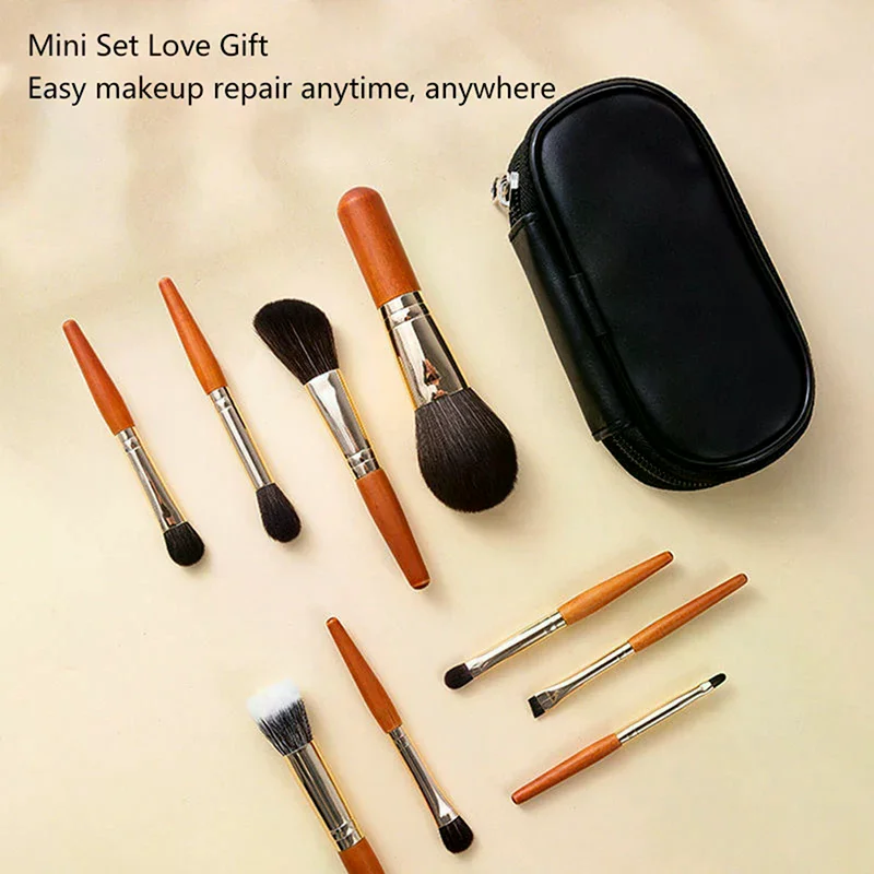 /ACR/9pcs Protable Makeup Brushes Set MiniCosmetic Brush Powder Foundation Blush Blooming Eyebrow Eyeshadow Brush Kit