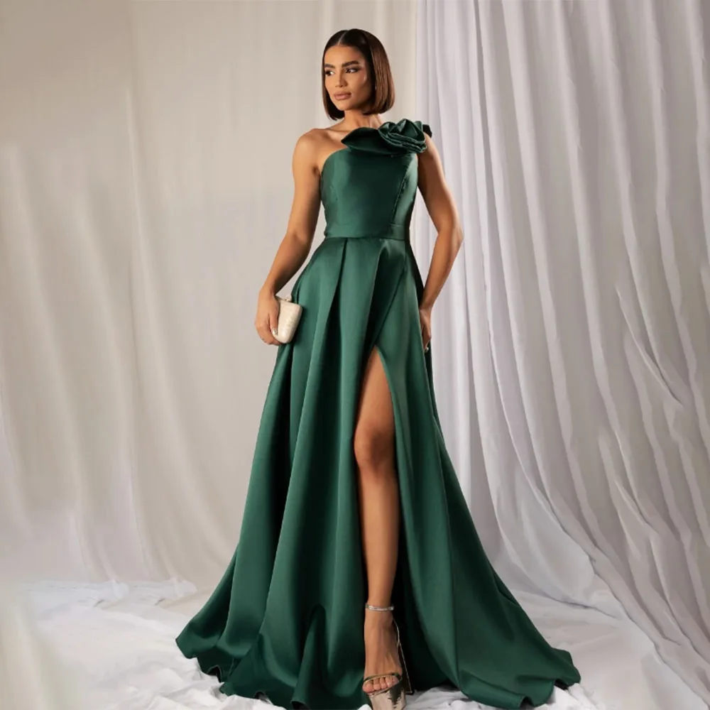 

High Quality Customized Strapless Pleat High Fork Floor Length Abiti Eleganti Donna Da Cerimonia Lungo فستان Vestido Dorado Robe