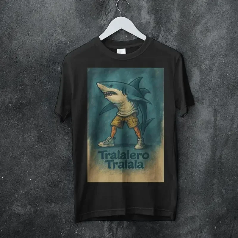 Retrò Funny Shark Meme T shirt Tralalero Tralala Italian Brainrot Tung Sahur Anomali