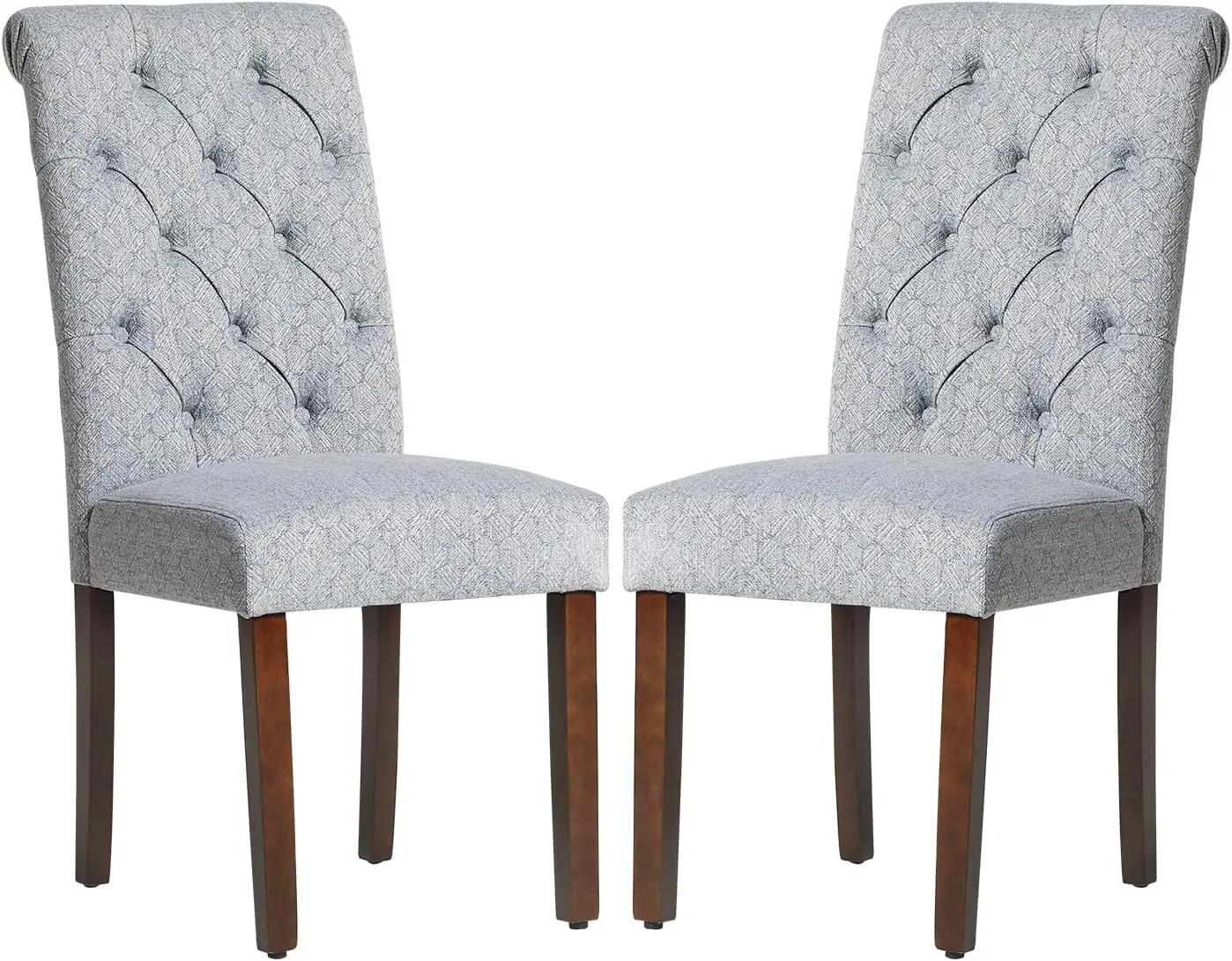 

Button Tufted Dining Chairs Set of 2, Parsons Upholstered Fabric Dining Room Chairs Kitchen Chairs with Wood Legs and Padded Sea