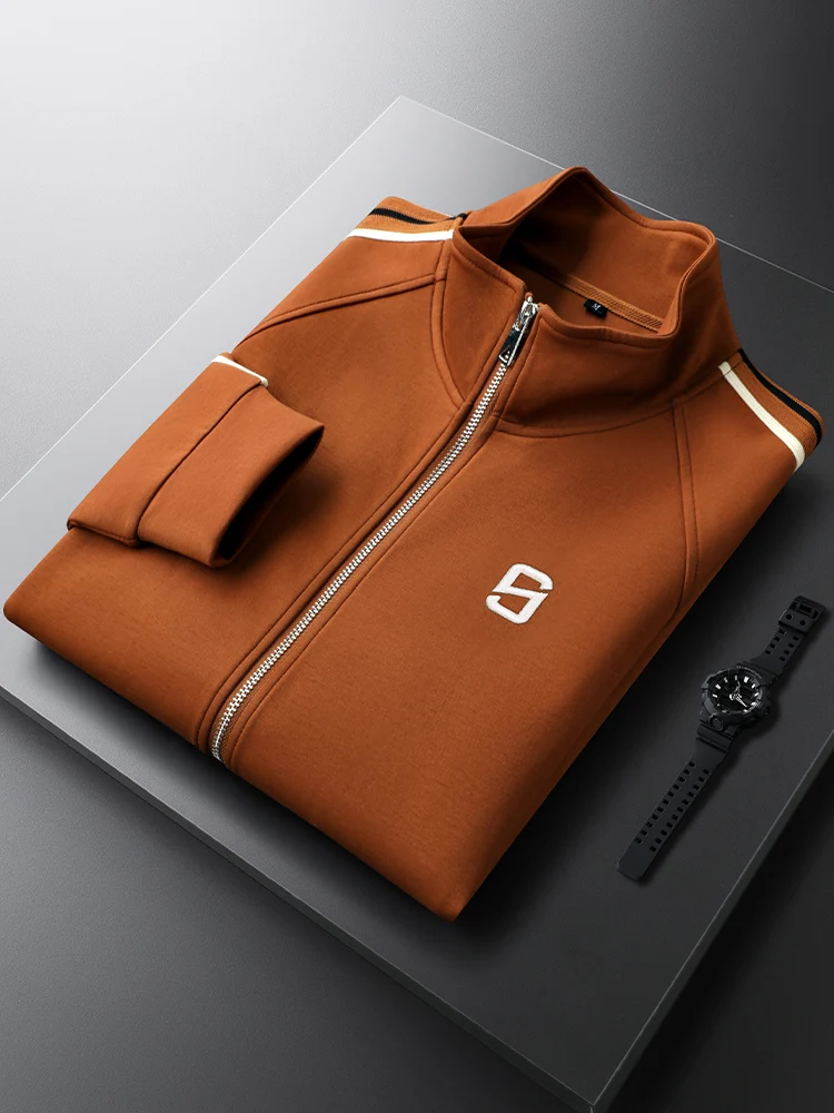 

Autumn Brown Casual Sport Jaet Men's Slim Fit Striped Couple's Jaet Faionable Urban Sle Polyester Cotton Blend