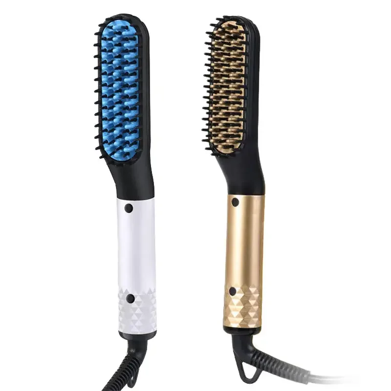 Beauty products men's quick heating electric beard straightener comb brush professional electric hair straightener.