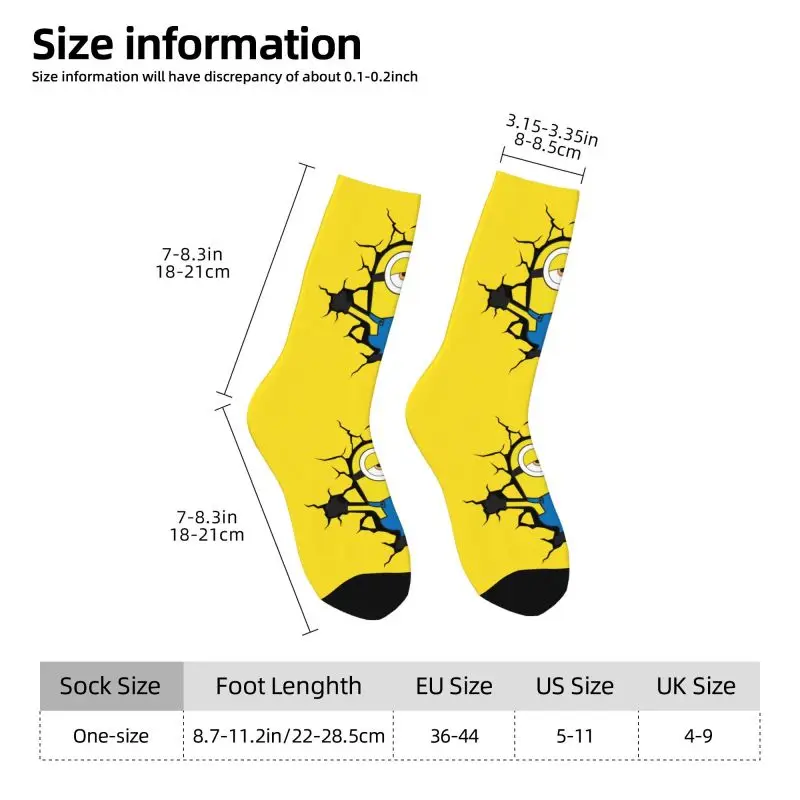 Custom M- Minions Broke The Wall Men\'s Crew Socks Unisex Funny Spring Summer Autumn Winter Dress Socks