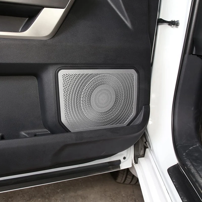 Car Inner Door Speaker Horn Cover Trim Kit For Toyota  Sequoia 2022 2023 Stainless Steel Accessorise image 3