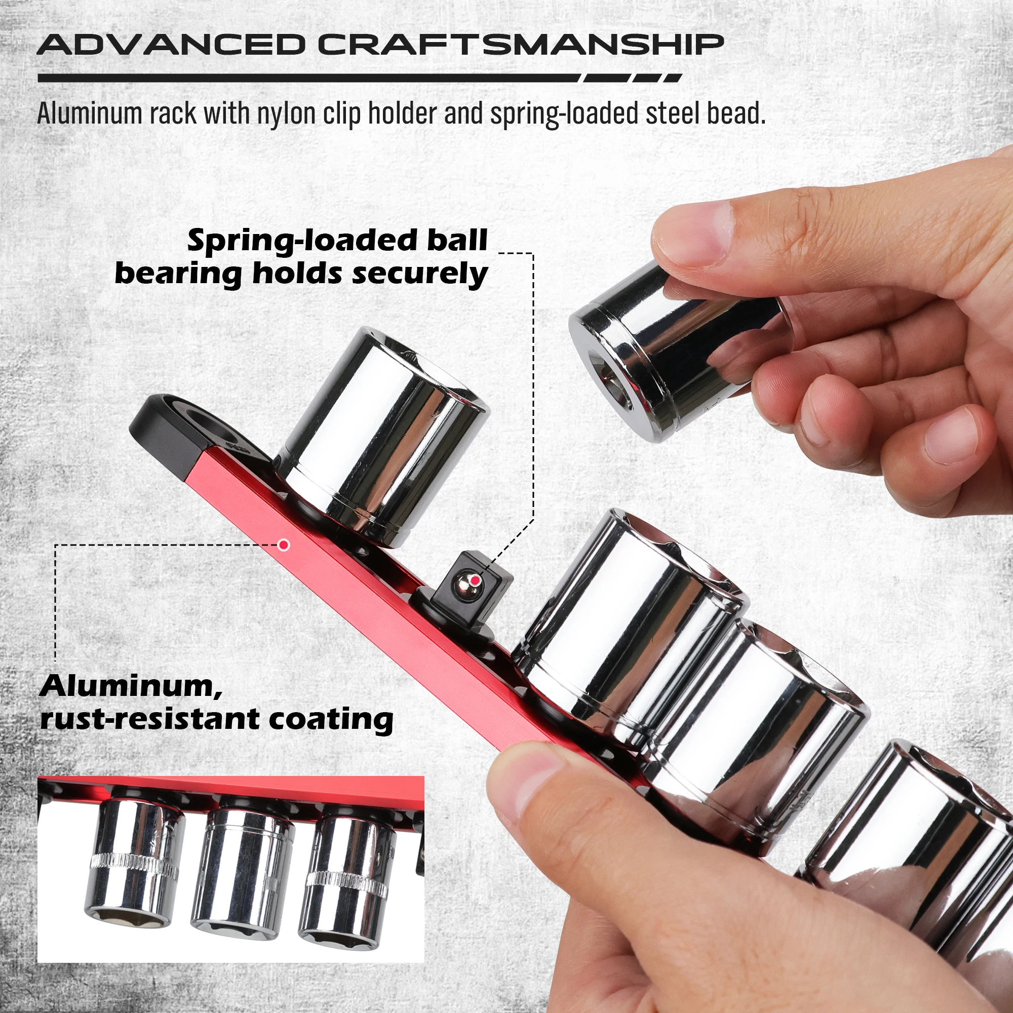 SEDY 9 قطعة حامل المقبس المغناطيسي المنظم مجموعة انفصال 1/4 ، 3/8 ، 1/2 المقبس صواني المقبس المنظم لصندوق الأدوات درج يحمل #5