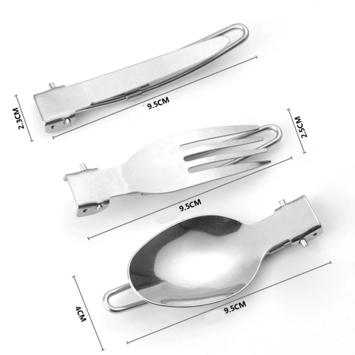 

3 Pieces/Set Portable Outdoor Camping Travel Picnic Folding Stainless Steel Cutlery Set Spoon Cutlery Fork Knife