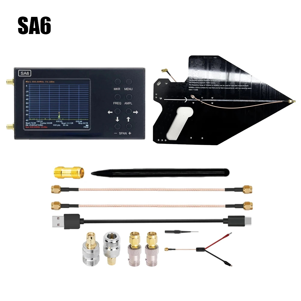 

SA6 Set Spectrum Analyzer 6GHz Handheld Frequency Analyzer HT8 Log Periodic Antenna EMI Test Provide Software Portable HTOOL