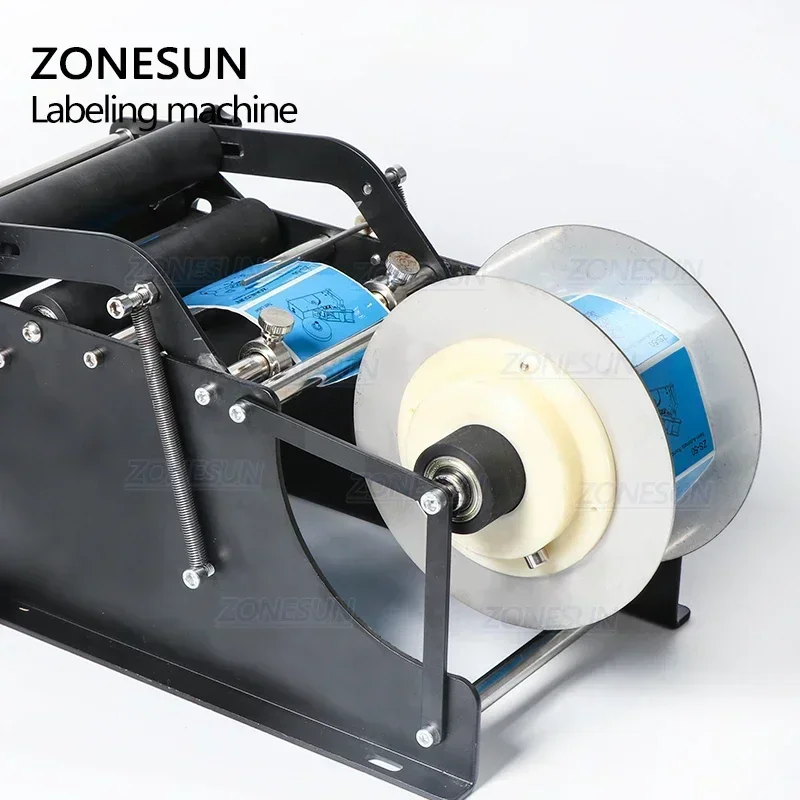 ZONESUN Etichettatrice manuale con manico Applicatore di etichette Etichettatrice per bottiglie rotonde in metallo Etichettatrice per bottiglie ZS-50P