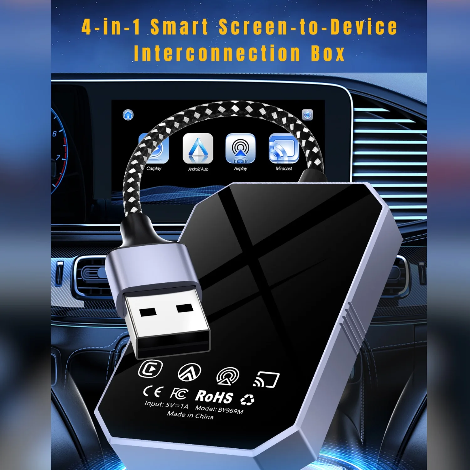 4 in 1 Wireless Car Smart Box CarPlay Adapter Android Auto for Airplay for Miracast screen mirroring for VW for Audi for benz view 5