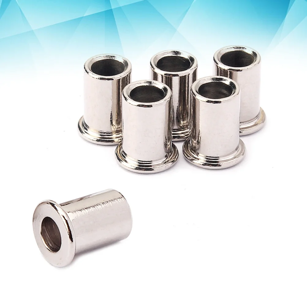 

6Pcs Guitar String Ferrules Chrome Replacement Caps for Thru Body Electric Guitars Improve Sound Playability String-Through Body