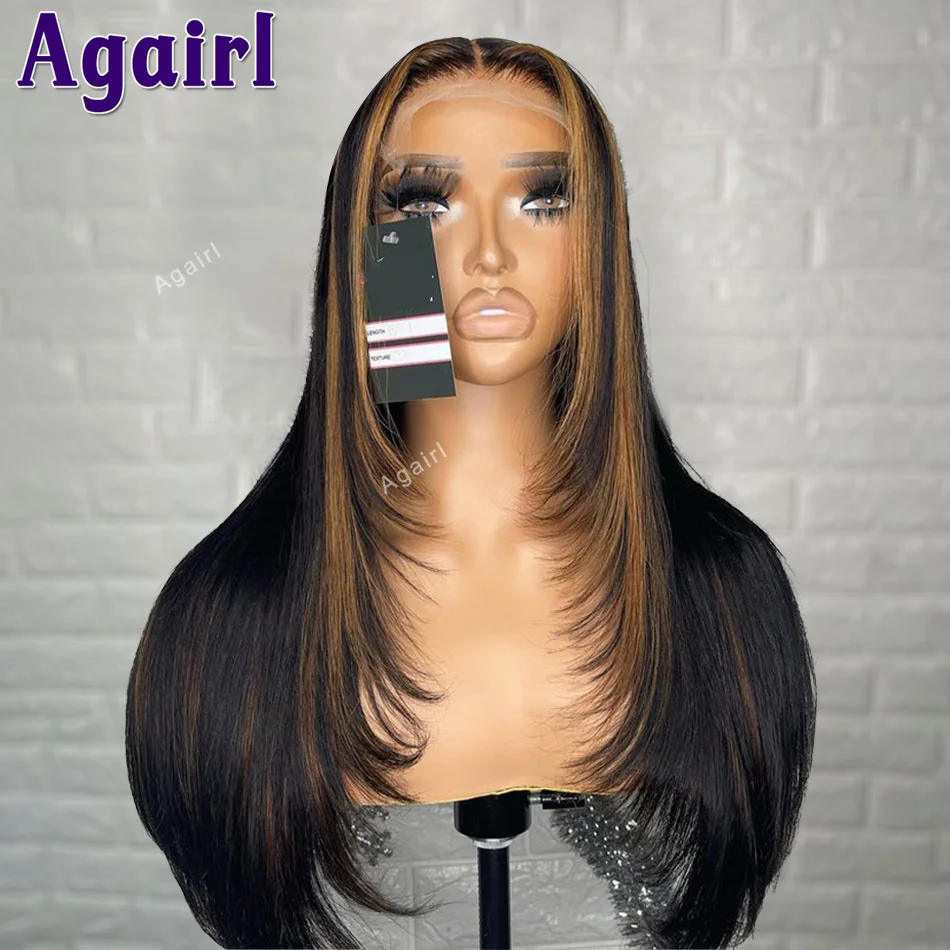 1B/30 Highlights Ready Go 13X4 Lace Frontal Human Hair Wigs 200% Transparent 13X6 Straight Lace Front Wig 6X4 Lace Closure Wig