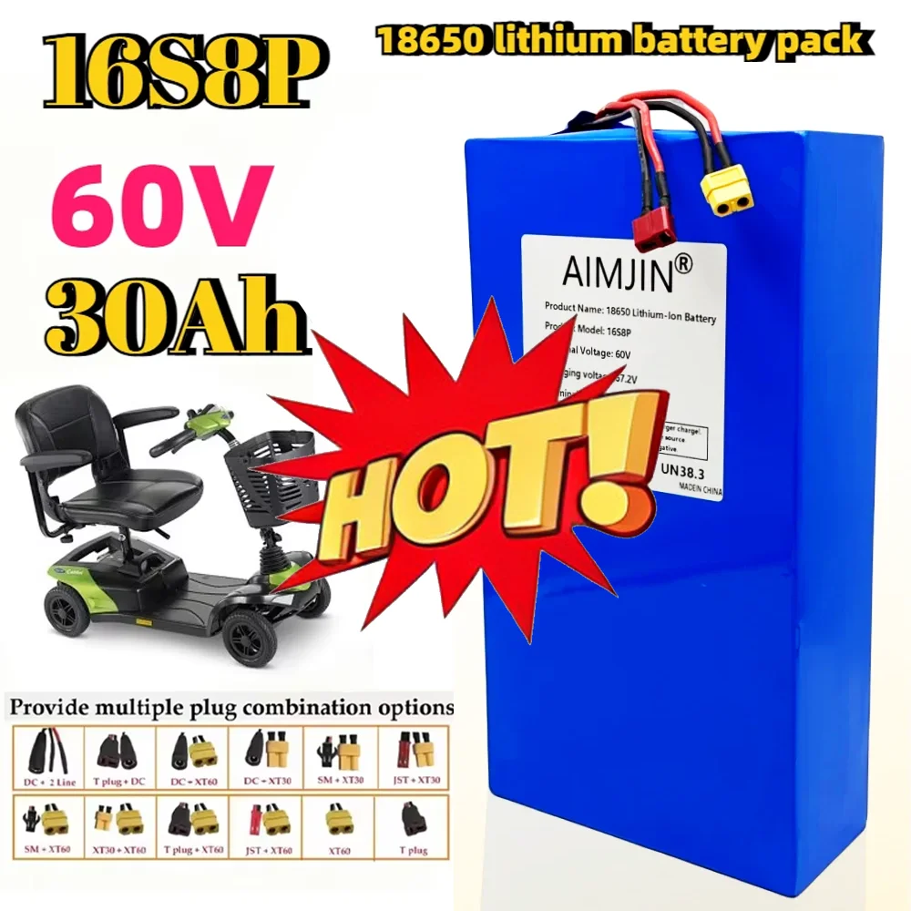 🔧🔧2026 New 16S8p 1000-3000W Brand new lithium battery 60V 30Ah 18650  high power suitable for various transport vehicles