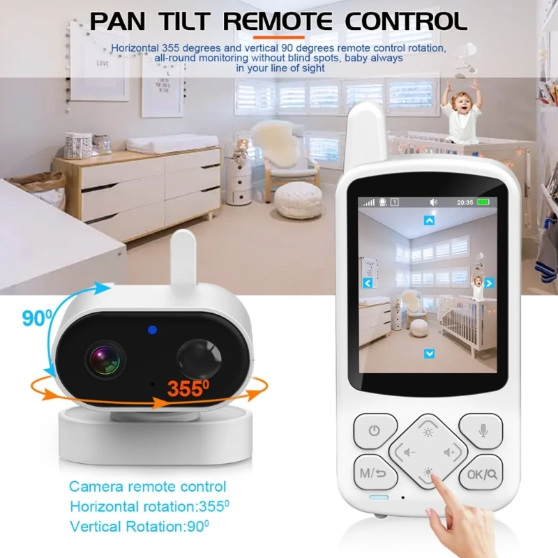 Baby Monitor with Camera Display and 2.8 Screen for Family Nursery Viewing, Direct Room Checks, Sleep Movement Monitoring and