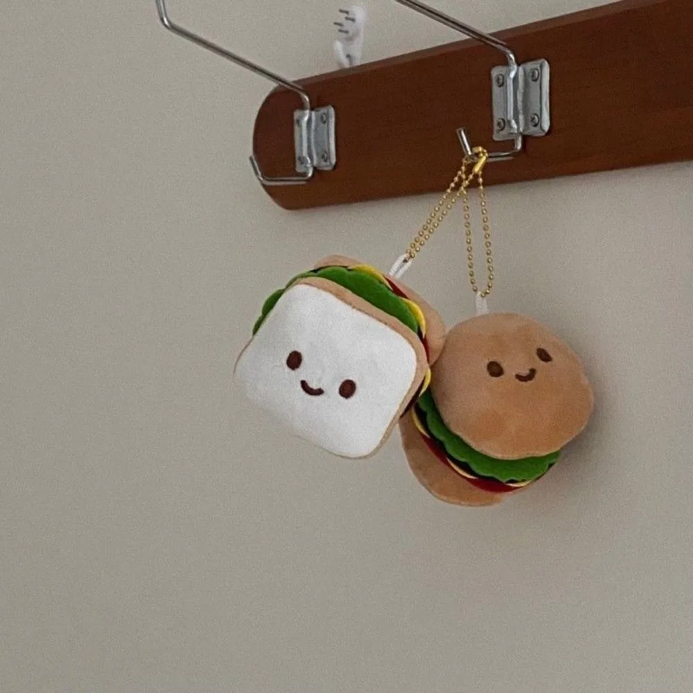 Cute Hot Dog Hamburger Doll Sandwich Stuffed Plush Pendant Kawaii Bag Ornament Food Keychains Gifts