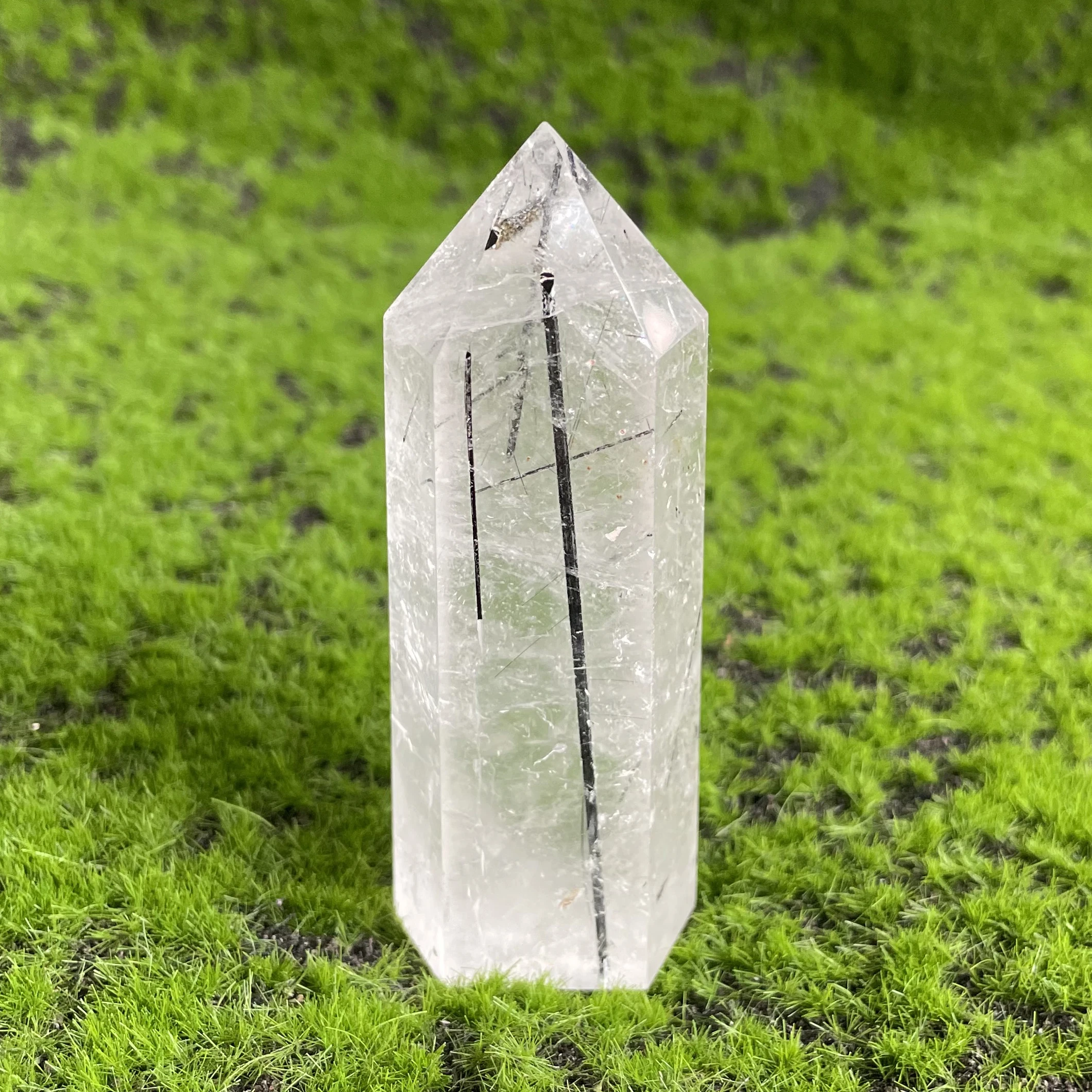 114g Natural Stone Black Quartz Rutilated Crystal Tower Decor Rock Wand Point Rough Polished Quartz Obelisk Healing W4