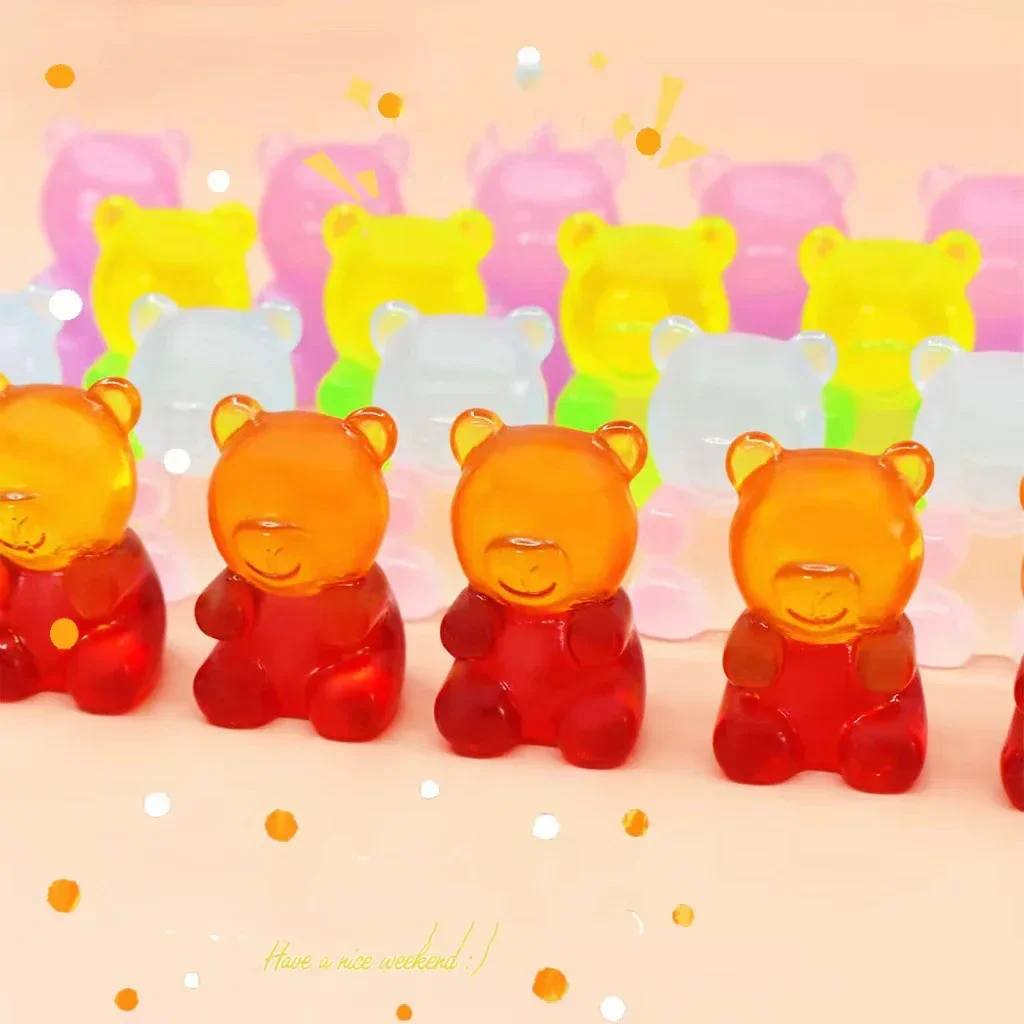 Nouvelles figurines plates en résine Kawaii Mini 3D Ours dégradé style bonbon, accessoires pour Decoden, artisanat DIY, miniatures pour maison de poupée