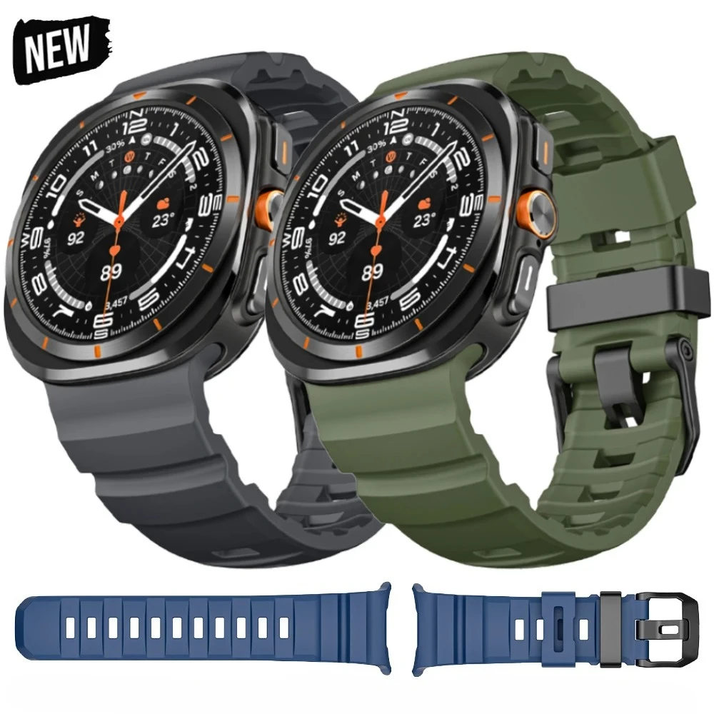 سوار من السيليكون الناعم لساعة سامسونج جالاكسي الترا 47 ملم حزام رجل رياضي لسوار معصم سامسونج جالاكسي الترا 47 ذو نهاية منحنية
