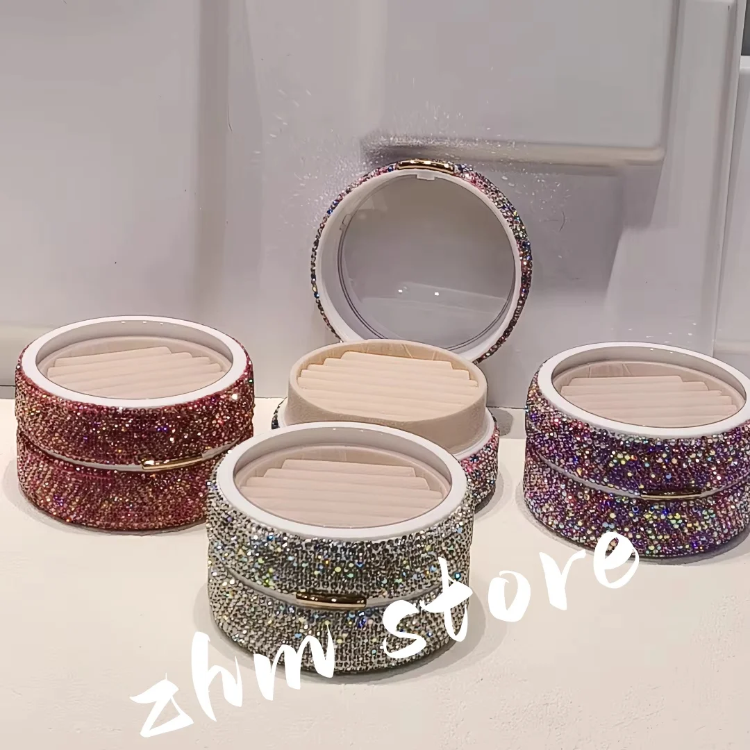 

Высококачественная портативная мини-шкатулка для драгоценностей, инкрустированные бриллиантами серьги, ожерелья и кольца, органайзер для хранения, изысканный футляр для ювелирных изделий