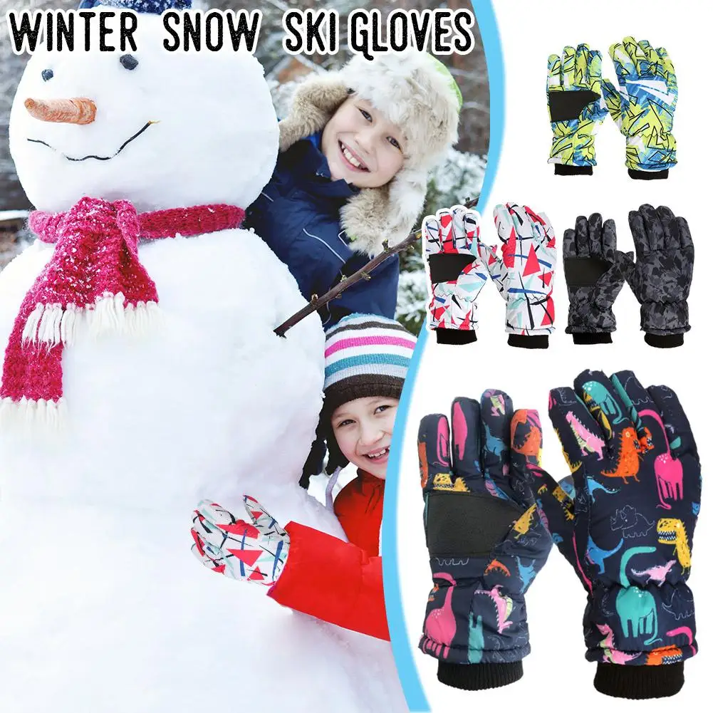 2024 New Winter Warm Children Ski Gloves Baby Sports Waterproof Warm Snowboard Mitten Glove Long-sleeved Snow Windproof Thi D9t1