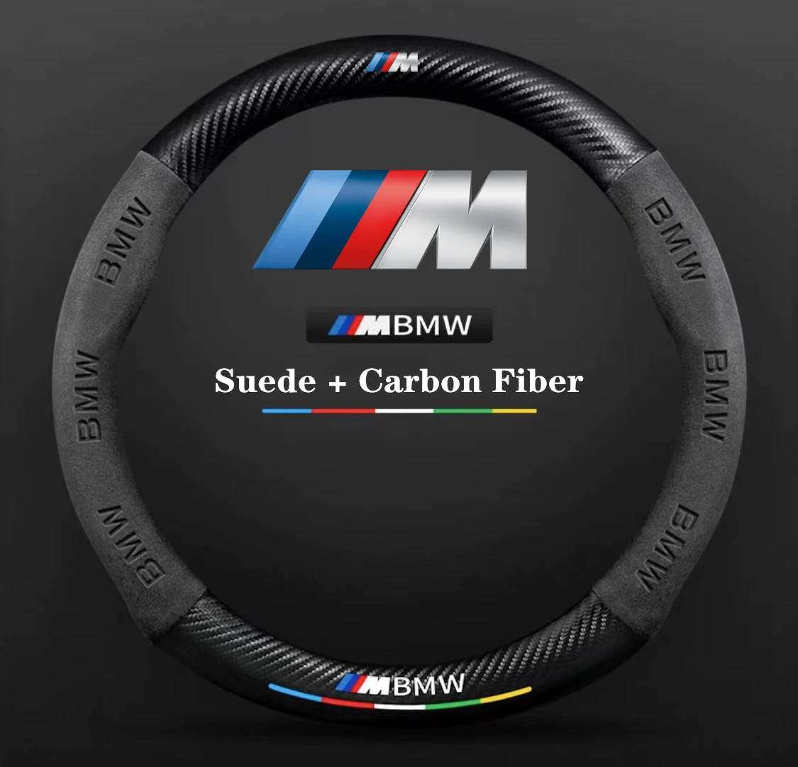 

Car Suede Carbon fiber Anti-slip Steering Wheel Cover For BMW M E46 E39 E60 E90 E91 E70 G05 F10 F20 F30 G20 G30 X1 X3 X4 X5 X7