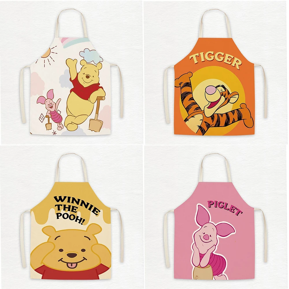 Cute cartoon Disney Winnie the Pooh apron restaurant waiter kitchen cooking baking anti-fouling apron home cleaning tools