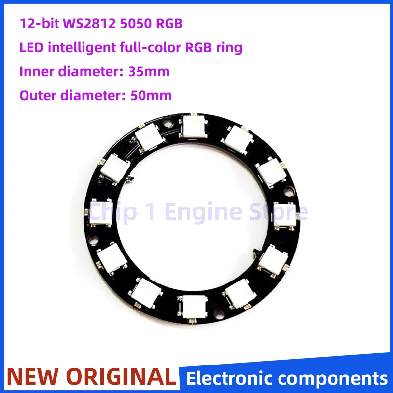 

5PCS 12 Bit WS2812 5050 RGB LED Intelligent full-color RGB ring Development Board - Large Ring