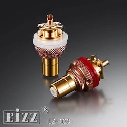 EIZZ 24K Gold Plated Brass RCA Jack Female Socket Connector For HiFi Audio Video TV CD AMP Signal Panel Chassis Mount EZ-103