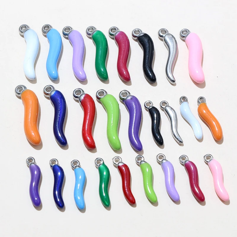 10pcs Stainless Steel Chili Pepper Pendant Charms Enamel Plant DIY Jewelry Making Accessories for Earrings Necklace Bracelet image 4