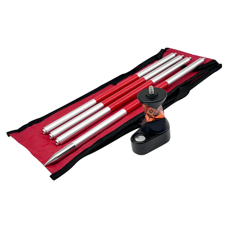 New Mini 360 Degree Prism for Leica Total Station Replace GRZ101 Mini Prism Survey + 4 Poles With Soft Bag + A Bubble