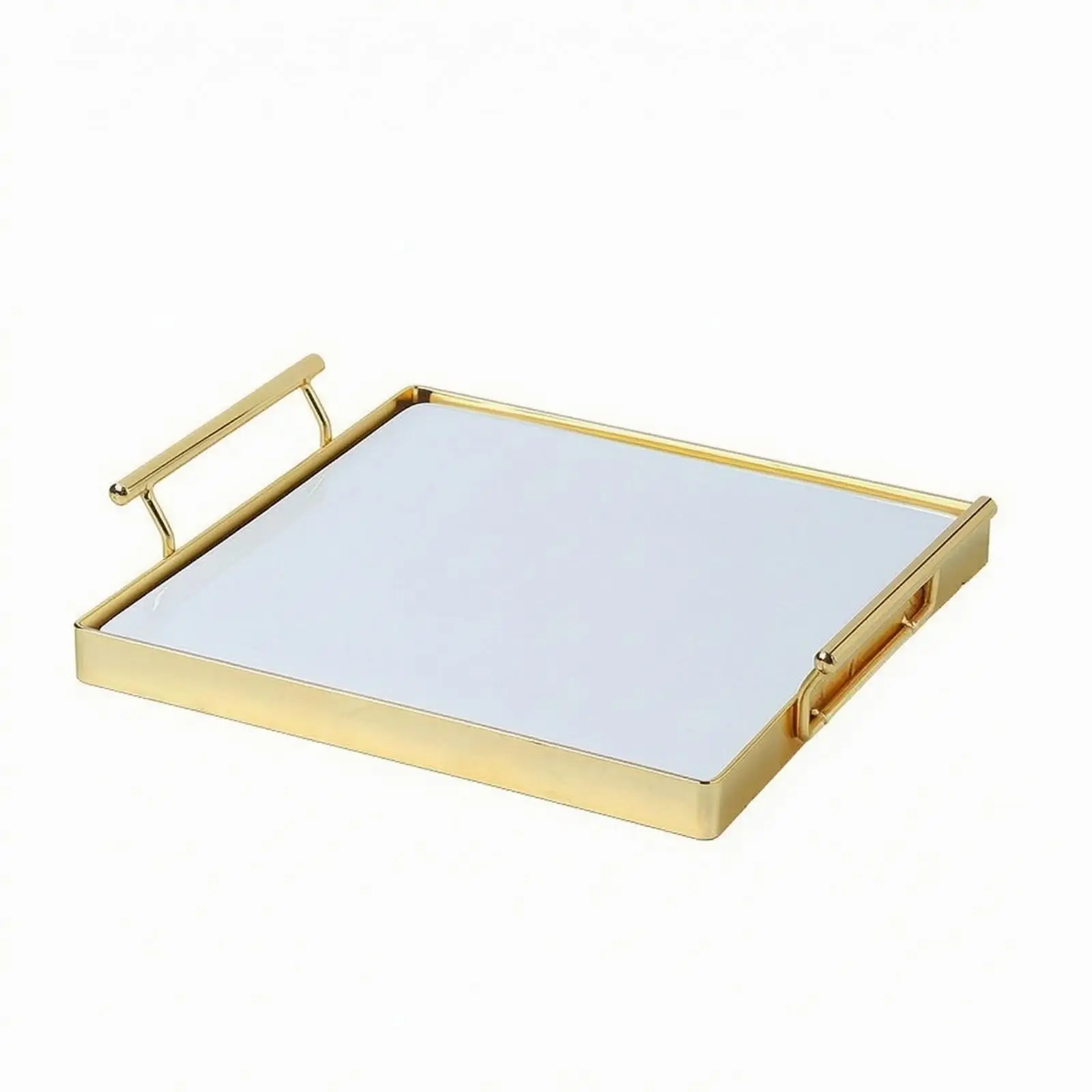 Gold Frame Ceramic Cake Pedestal Tray for Formal Reception Dessert Table Display Piece