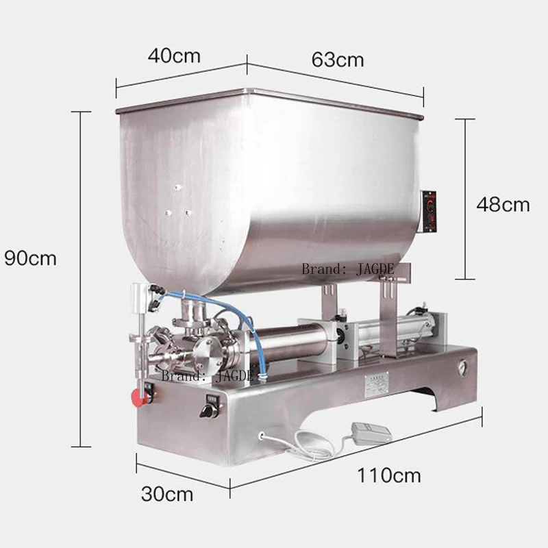 Filling Machine With U-Shaped Heating Stirrer, Semi-Automatic Pneumatic Piston Type Small Paste Packaging Machine