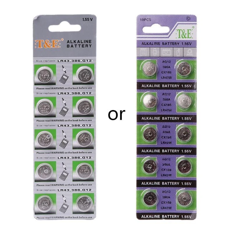  10Pcs Round Coin Batteries AG12 1.5V Alkaline Cell Used for Watch Clock Watch Clock Accessories