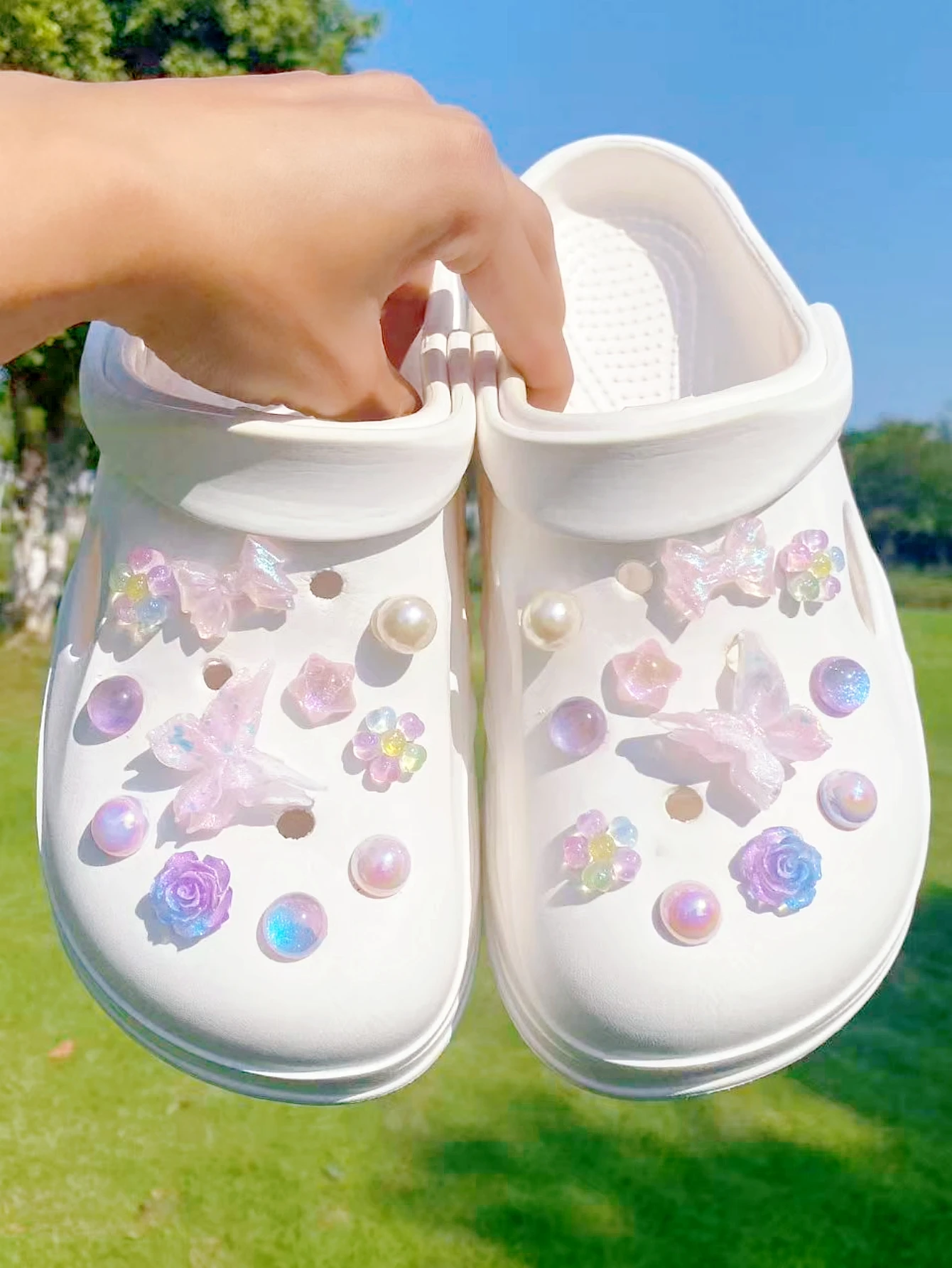22 pieces of glitter bow shoe decorations - DIY detachable shoe accessories, shoe decoration parts, holiday gifts