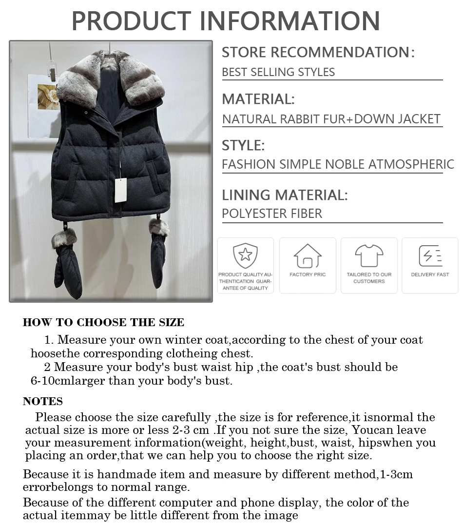 Natuurlijk Rex konijnenbont vest korte witte donsjas dames winter donsjack met bontkraag luxe echt bont jas