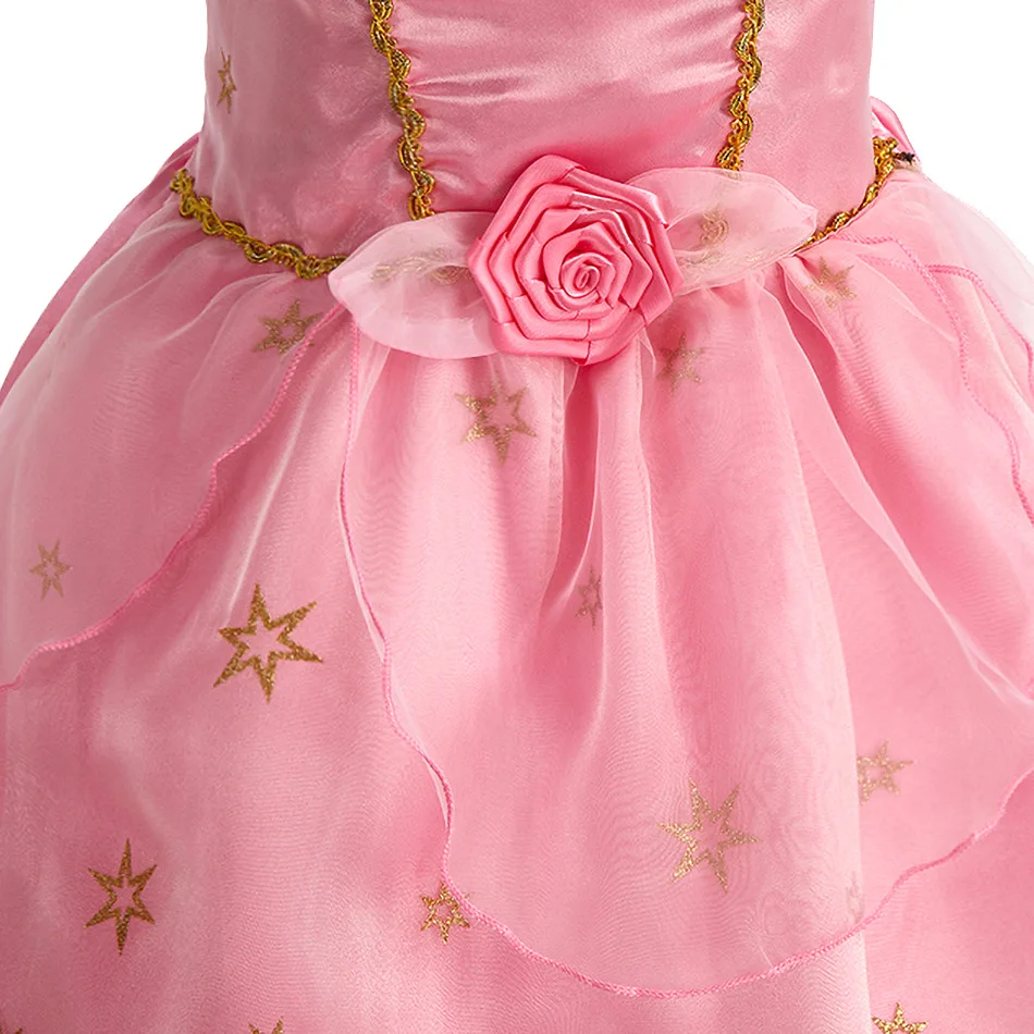 Girls Spaghetti Strap Aurora Cosplay Gown Set Sleeping Beauty Costume for Birthday Halloween Carnival Party image 4