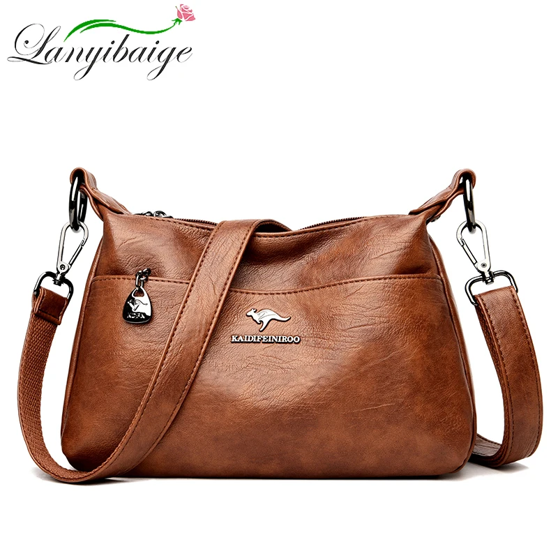 2021 Summer Women Shoulder Bags High Quality Leather Solid Color Messenger Bag With Casual Fashion Double Shoulder Strap