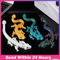 3D Printed Dragon Rotatable Articulated Dragons Western Style Crystal Dragon Home Office Desktop CraftS Ornament Creative Gifts