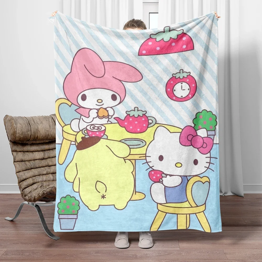 

My Melody Cartoon Pattern Printed Flannel Blanket.Sofa .Bedroom.Home Office Nap Blanket Car. Travel Picnic Blankets Gift