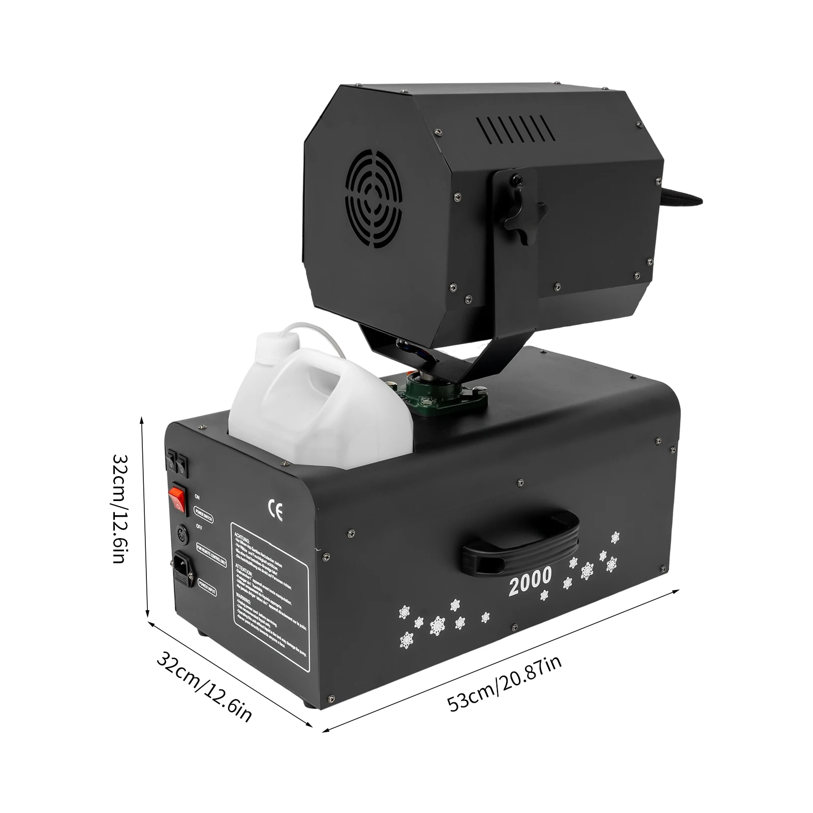 ماكينة تأثير الثلج بقدرة 2000 وات، نطاق الرش، ماكينة صنع الثلج المزيفة، ماكينات الثلج، تغليف صندوق الهواء للحفلات #6