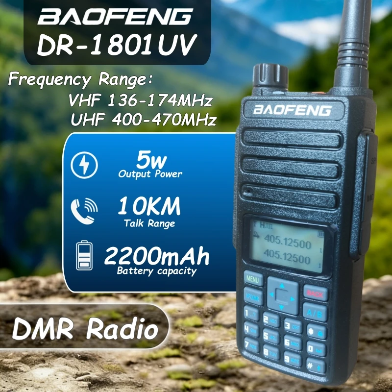 

Baofeng Dr-1801Uv Walkie Talkie Long Range Uhf Vhf Sms Dmr Communication Radio For Camping And Hunting Two-Way Radio