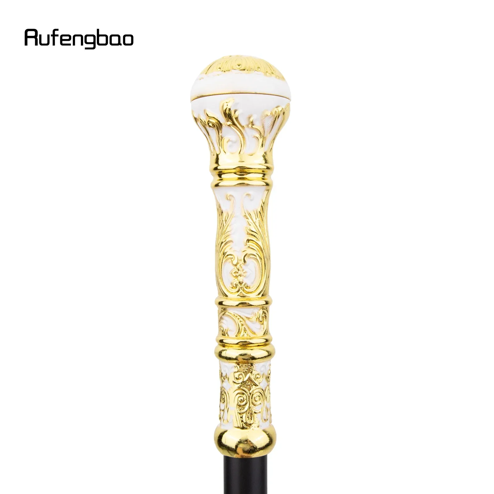 Bastão de moda com alça redonda de luxo, branco dourado, para festa, decorativo, bengala, elegante, botão de crosier, 93cm