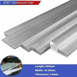 1 adet alüminyum alaşım 6061 kalınlığı 3-8mm dikdörtgen düz Bar kare çubuk plaka Metal şerit katılar stok için CNC uzunluğu 250mm