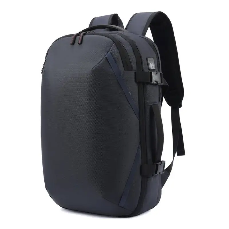 Men Streamlined Travel Backpack With Compression Straps 180° Opening Laptop Bag Waterproof Business Rucksack For Work Trip