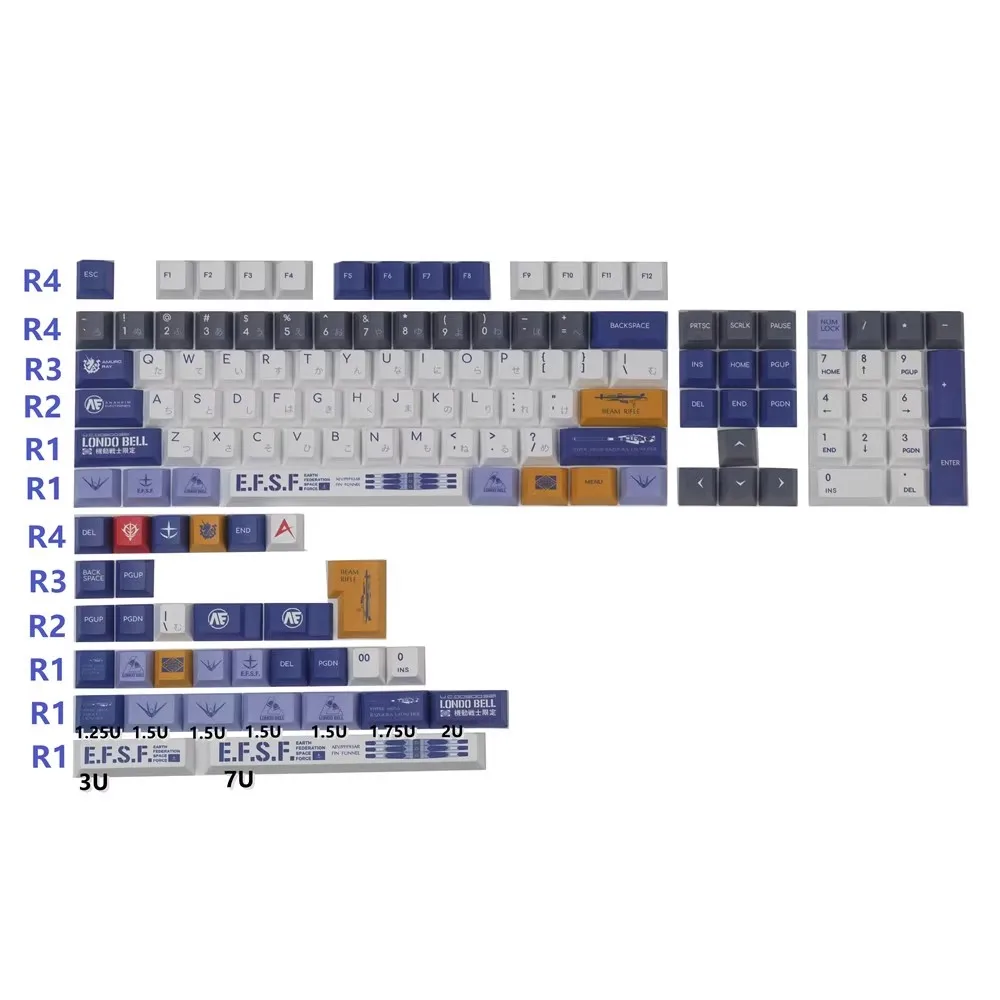 

1 Set Japanese Anime Keycaps PBT Dye Sublimation Cherry Profile Gundam Keycaps For Cherry MX Switch Mechanical Game Keyboard