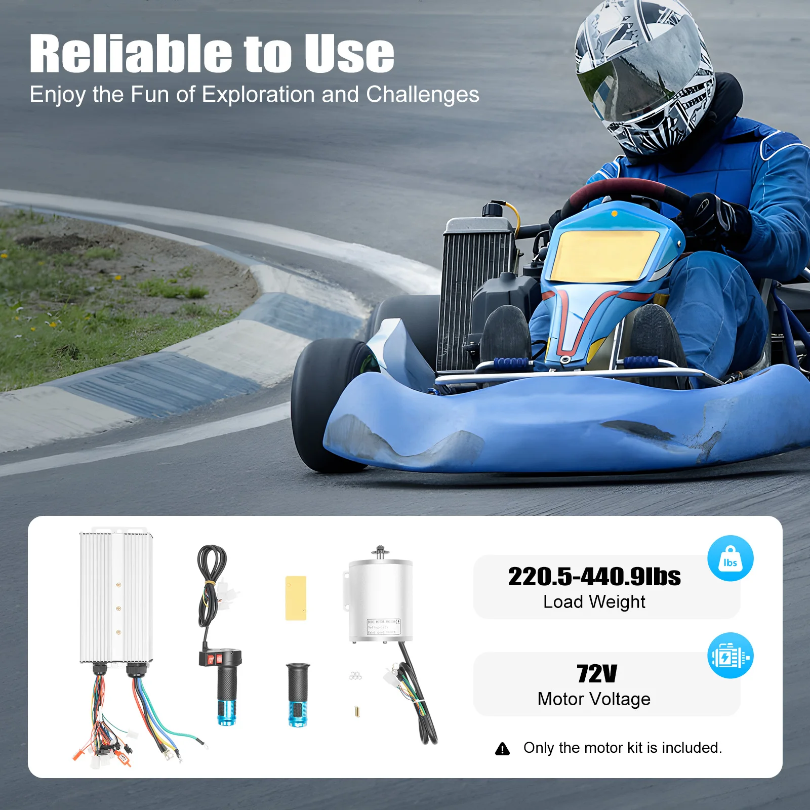 

3000W Brushless Motor Kit Brushless Pure Copper Motor 3 Speeds 72V for Scooters Go-karts Mini Electric Motorcycles