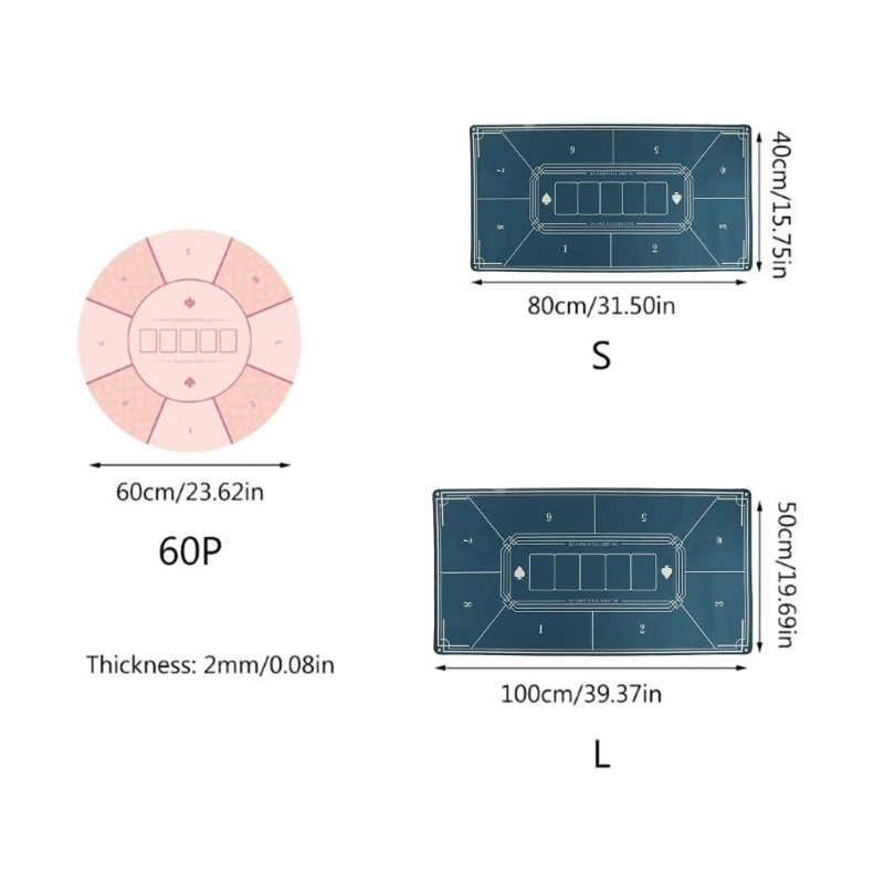 Layout pôquer Hold borracha antiderrapante portátil F1FD, espessura 2 mm