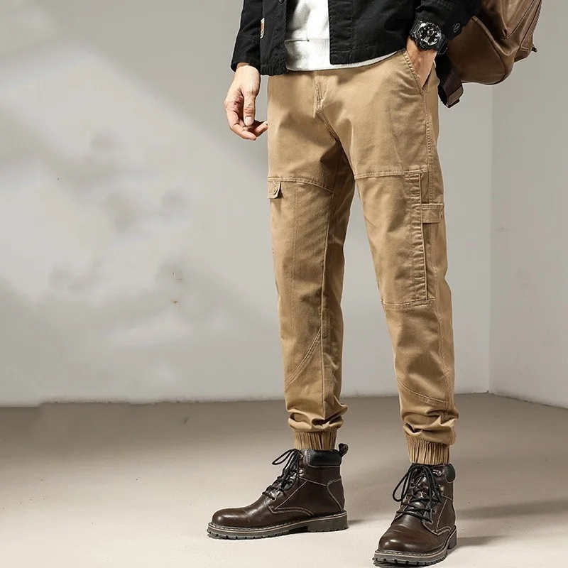 

Cargo Casual Pants Men Joggers Elastic Waist Denim Harem Trousers For Male Brown Black Korea Japan Clothing 2024