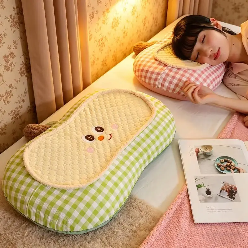 Summer Ice Silk Cooling Apple Shaped Pillow Neck Support Sleep Aid for Dorm Students Adults Home with Pillow Core