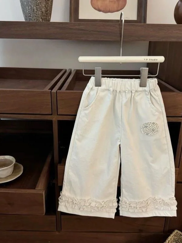 Spring 2026 Girls Loose Wide Leg Pants Baby Children Casual Straight Leg Trousers Fashionable Thickened Polyester Fiber